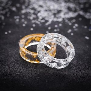 Clear Resin Lucite Band Encasing Gold/Silver Foil